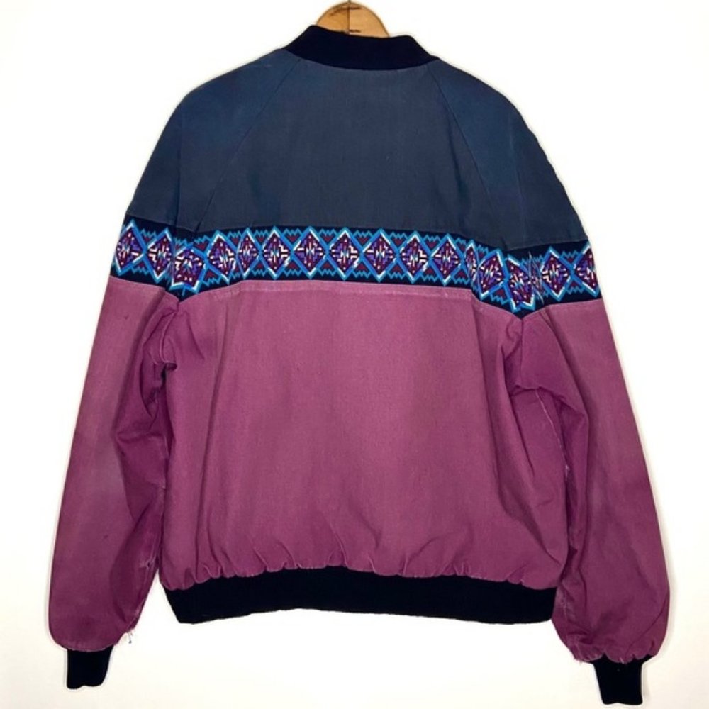 Vintage Davis James Native Print Distressed Bomber - Picture 6 of 8